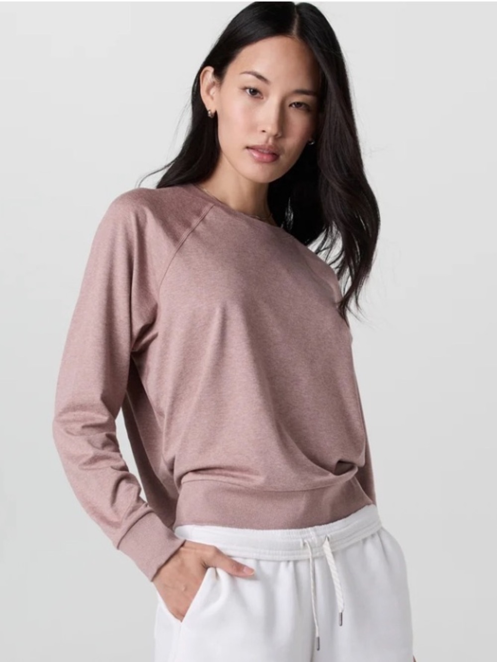Vuori Pink Dreamknit Halo Crew Long Sleeve Pullover In Zion Rose Heather